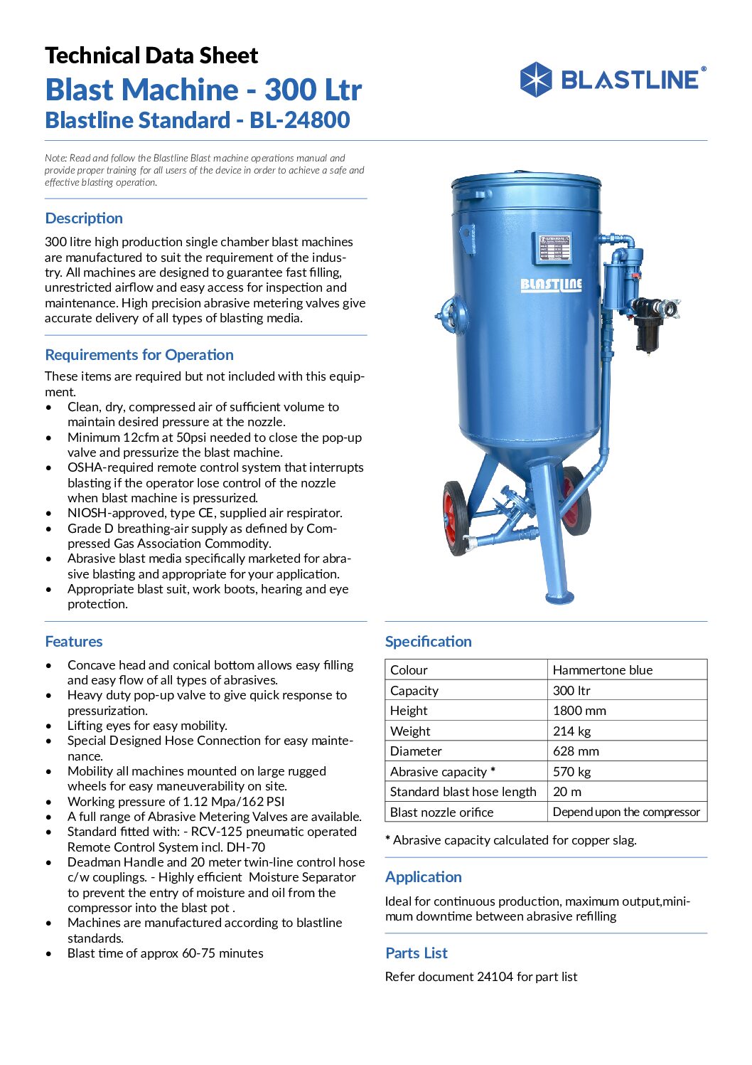 300 Ltr Blast Machine